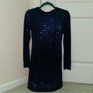 B. Smart Women’s Blue Long Sleeve Sequin Dress